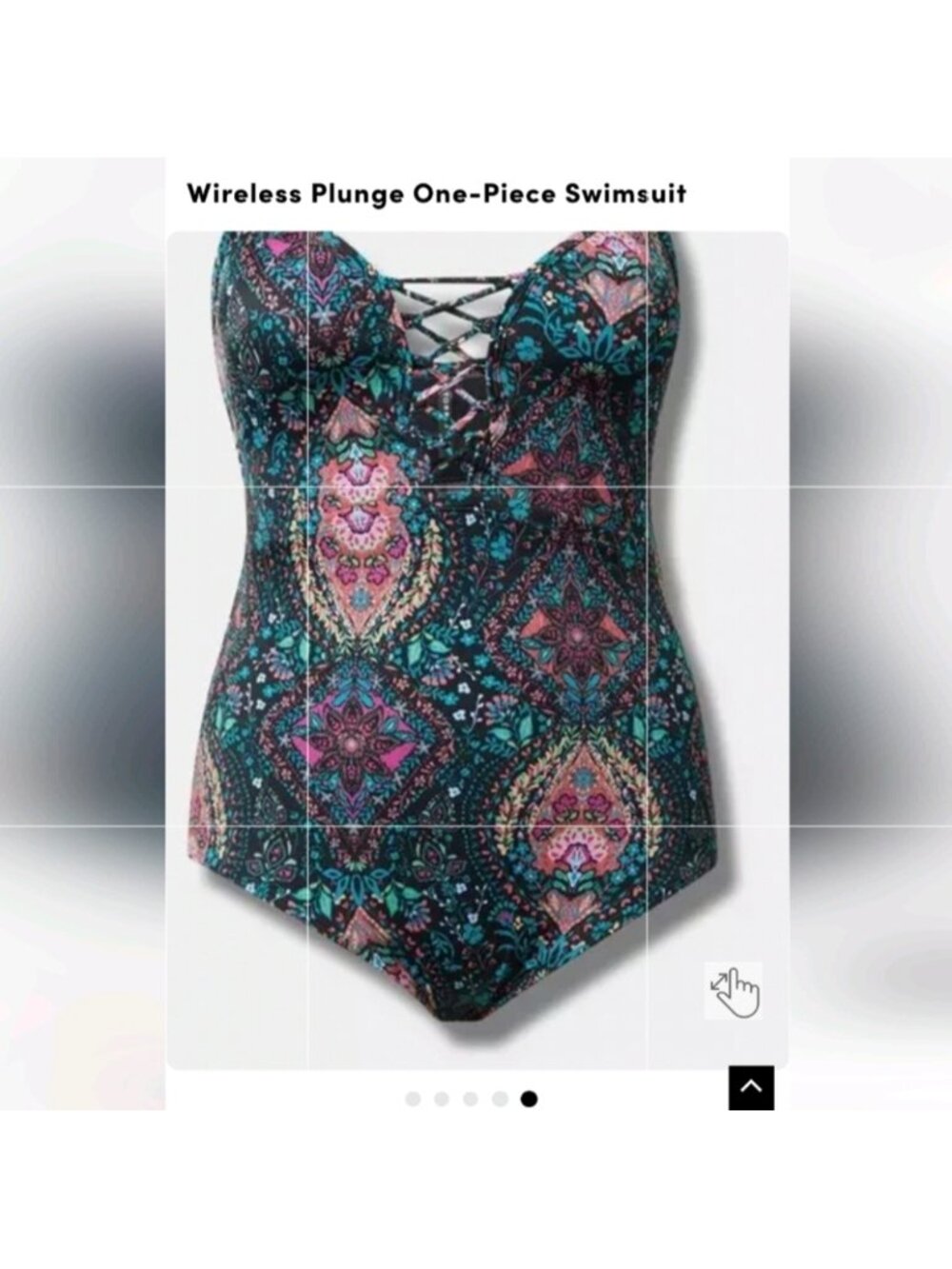 Torrid Wireless Plunge One-Piece Swimsuit plus Size 1x NWT Black & multicolored - Picture 5 of 11